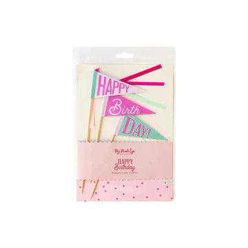 PINK HAPPY BIRTHDAY CAKE TOPPER
