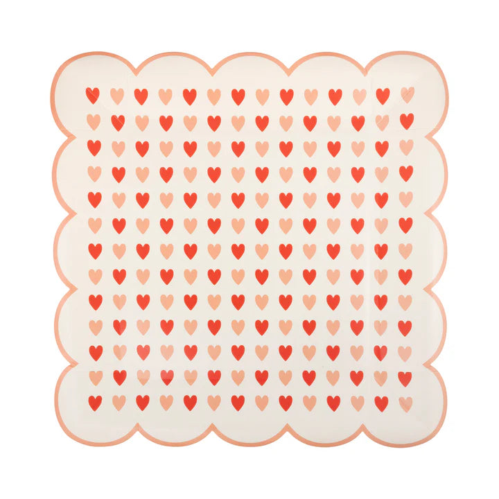 Hearts Scalloped Cocktail Napkin